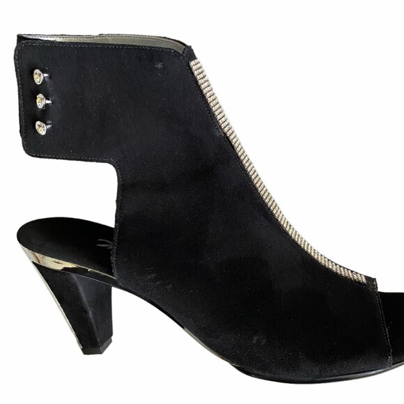 Onex Leather Tuxedo Heeled Sandal Black Sz 9/9.5 - Picture 13 of 15